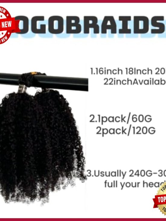 18 Inch Human Hair Extensions Afro Kinky Curly Knotless Crochet Braiding main image 4
